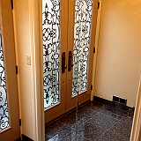BLUE PEARL GRANITE WITH MIRROR DOOR.